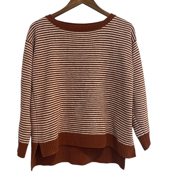 JONES NEW YORK Striped Knit Pullover Sweater Burnt Orange - Picture 1 of 7